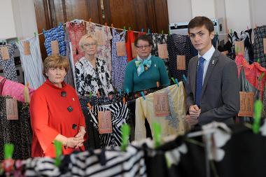 Leader, Cllr Tracey Dixon, and Cllrs Anne Hetherington, Ruth Berkley and Adam Ellison at the Dresses of Sorrow exhibition which was held last year to highlight the issue of domestic abuse and White Ribbon Day.