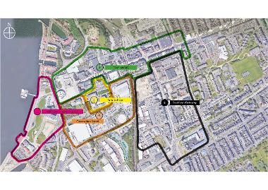 Map showing 5 zones