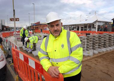 Councillor Ernest Gibson oversees some of the improvement work at South Shields seafront.