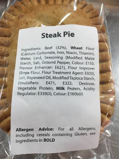 Steak pie packaging