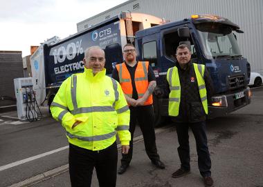 Councillor Ernest Gibson is pictures with Steve Dunne, of CTS Hire, and Rob Murphy, of RH Commercial Vehicles.