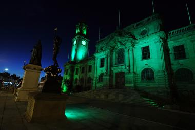 South Shields Town Hall was lit up green in a tribute to carers