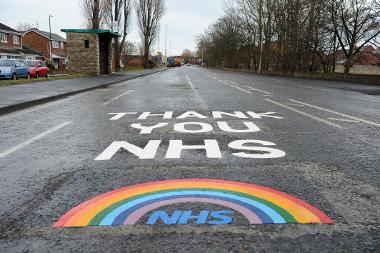 A 'rainbow road' tribute to NHS workers