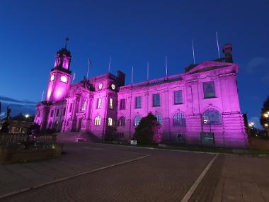 South Shields Town Hall will be lit up purple