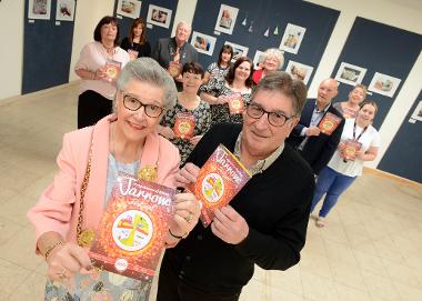 The Mayor of South Tyneside Councillor Pat Hay helps to launch the 2023 Jarrow Festival alongside Fred Hemmer and the Jarrow Festival Committee.