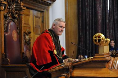 New Mayor Councillor John McCabe chairs his first Borough Council meeting as Mayor