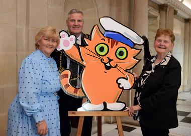 Leader of South Tyneside Council, Cllr Tracey Dixon, the Mayor Cllr John McCabe and Sheila Graber.