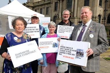 Cllrs Ruth Berkley and Paul Dean with Brian Thomas(second right) from Hospitality and Hope with Allan and Susan Blackburn