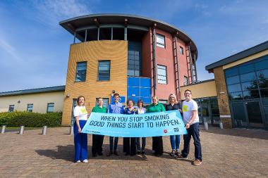 L– R: Ailsa Rutter OBE, Director of Fresh and Balance; Karlie Egan Tobacco Dependency Treatment Service adviser; Councillor Adam Ellison, Lead Member for Children’s and Families’ Social Care; Councillor Ruth Berkley, Lead member for Adults, Health and Ind