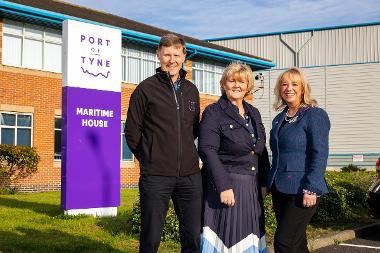 Kevin Emmett, Head of Infrastructure Projects from Port of Tyne; Cllr Tracey Dixon, leader of South Tyneside Council and Victoria Beattie, Head of Estates from Port of Tyne.