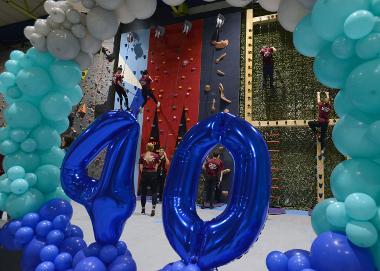 The climbing wall challenge at Simonside