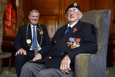 Peter Boyack (right), President of the South Shields Royal British Legion Club, is pictured with the Mayor, Cllr John McCabe