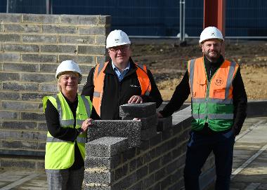 On site at Hebburn New Town L- R Cllr Liz McHugh Lead Member for Children, Families and Social care and Education and Skills at South Tyneside Council; Grant Watson, Construction Manager at Esh; Adam Cockburn, Site Manager at Esh